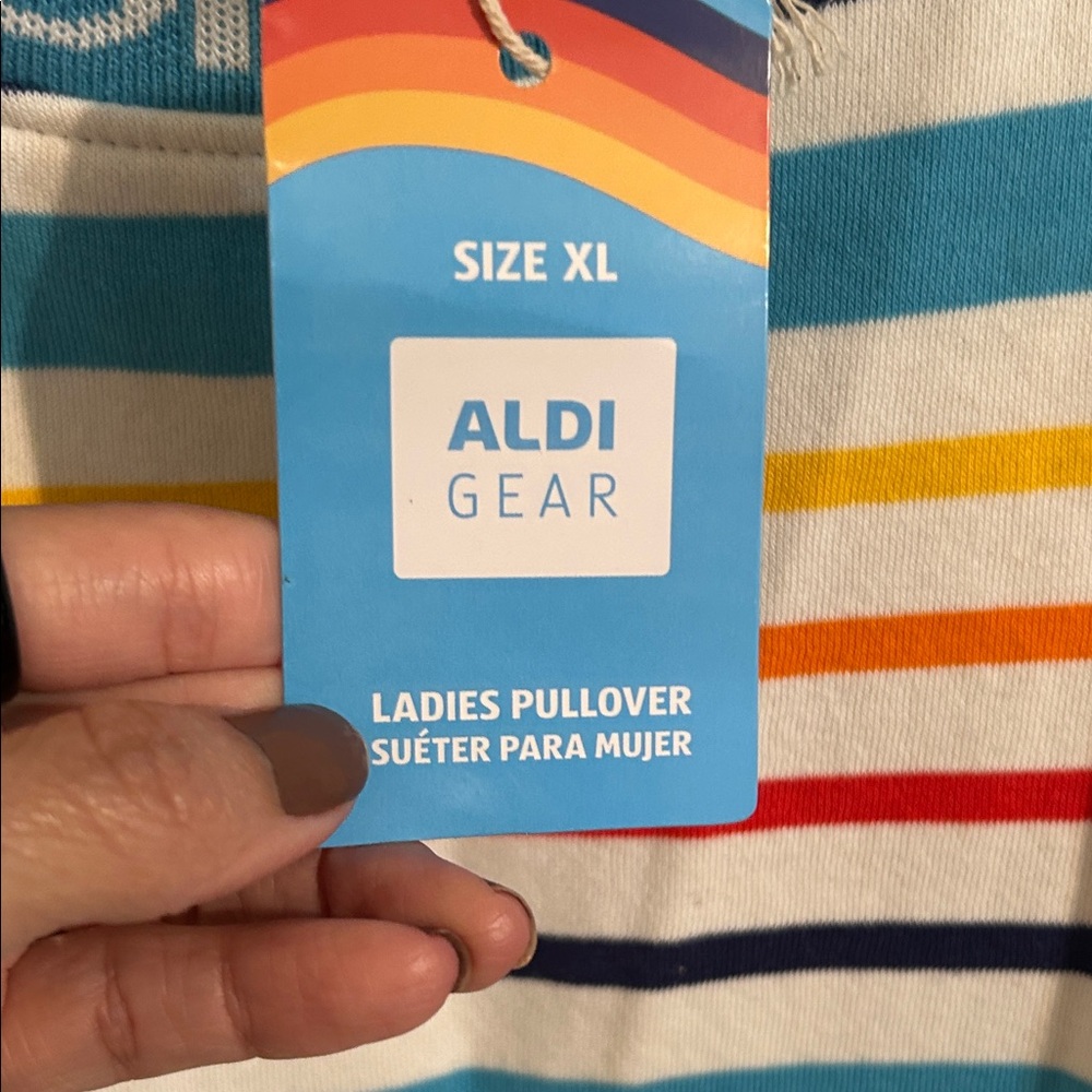 NWT ALDI Colorful Striped Sweatshirt - Picture 3 of 7